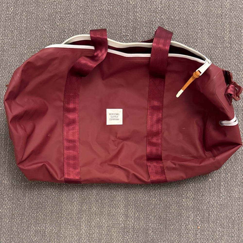 Herschel Supply Company Maroon Travel Duffel with White Trim